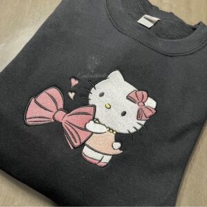 Embroidered Hello Kitty Black Sweatshirt